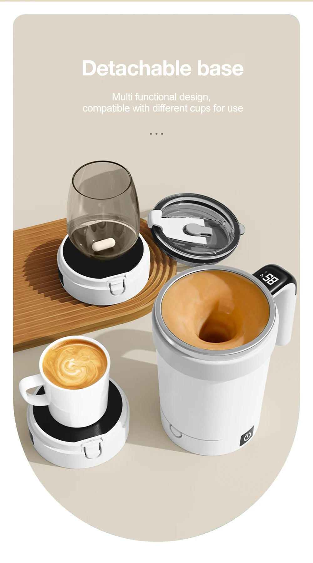 Detachable Self-Stirring Mug – Smart Magnetic Mixer Cup