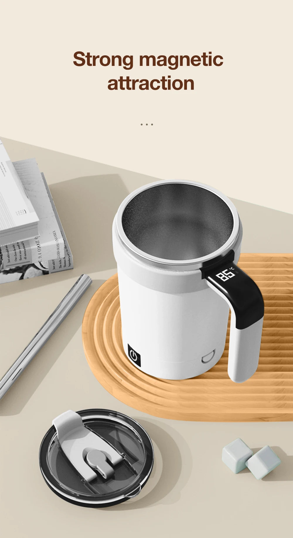 Detachable Self-Stirring Mug – Smart Magnetic Mixer Cup
